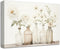 LZIMU Bathroom Picture Wall Decor, Flowers in Bottle Canvas Prints, Rustic Floral Painting Framed (B, 12"x18")