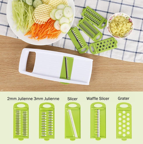5 in 1 Mandoline Slicer, Multi Blade Vegetable Cutter, Potato Veggie Slicer, Green