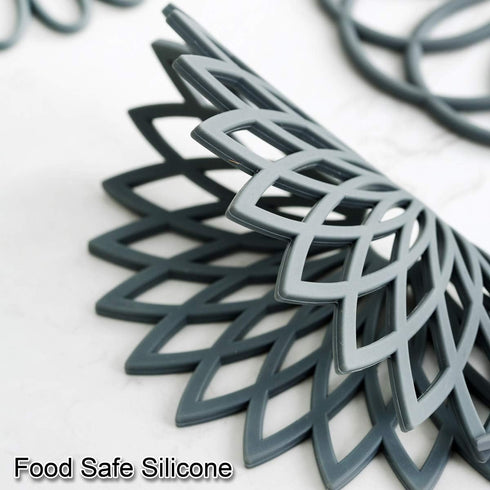 Set of 3 Silicone Trivet Mats - Hot Pot Holder for Table & Countertop, Non-Slip & Heat Resistant Kitchen Hot Pads