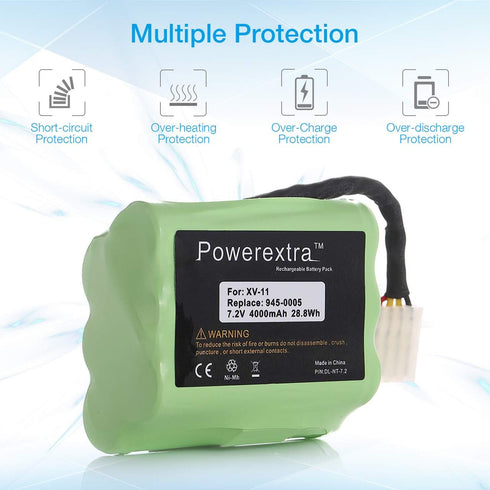 Powerextra 7.2V 4000mAh Battery for Neato XV-11 XV-12 XV-14 XV-15 XV-21 XV-25, Replacement Battery 945-0005 205-0001 (2