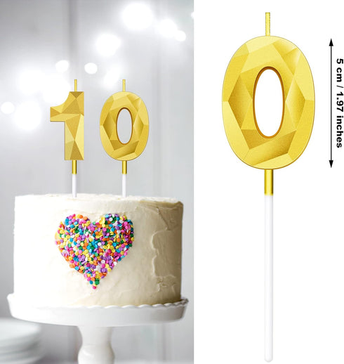 10th Birthday Candles Cake Numeral Candles, 3D Number Cupcake Topper Decoration for Birthday Wedding Anniversary