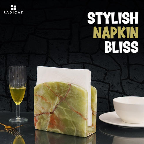 5.5" Inches Countertop Radicaln Marble Napkin Holder Green Onyx Handmade Simple Modern Home & Kitchen Napkins Paper
