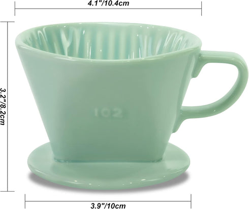 Pour Over Ceramic Coffee Dripper, 3 Holes Flat Bottom, Porcelain Slow Filter Cone for Home, Office, Travel, Camping Brew