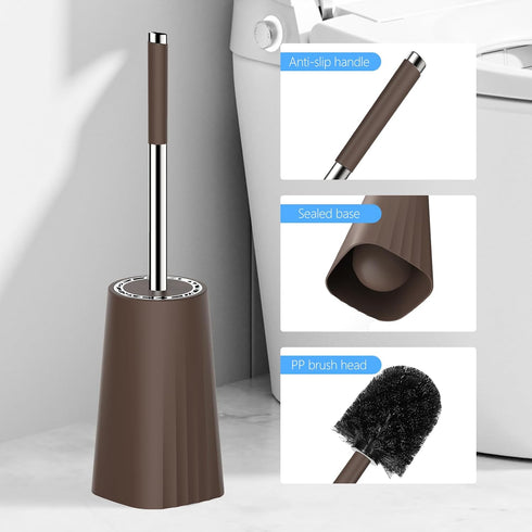 SetSail 3 Packs,Brown Toilet Brush, Compact Size Toilet Bowl Brush and Holder Toilet Brushes for Bathroom