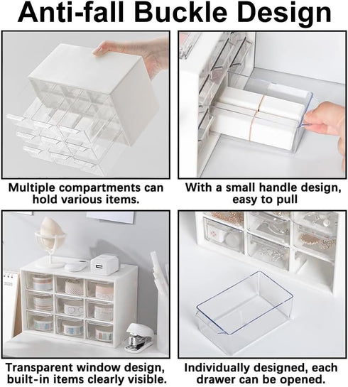 Mini Desk Organizer Drawer, 9 Removable Plastic Organizers for DIY Crafts, Art Supplies, and Jewelry Storage