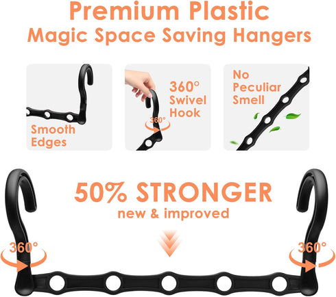 Closet Organizers and Storage, 8 Pack Upgraded Cascading Hangers for Heavy Clothes, Magic Closet Organization