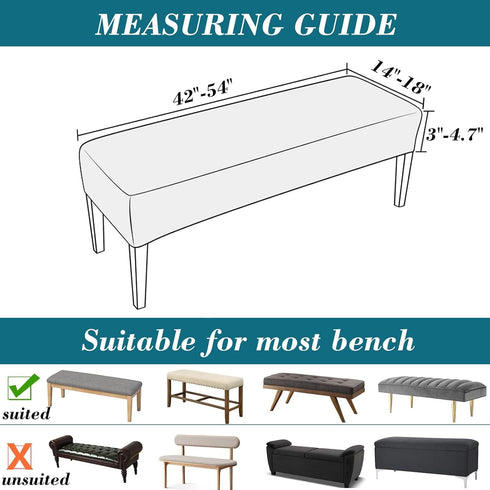 HFCNMY Elegant Black Stretch Velvet Dining Bench Slipcover - Washable & Soft