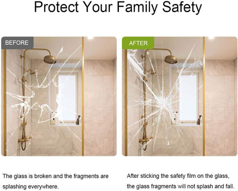 Clear Window Security Film, Adhesive Anti Shatter Safety Glass Protection Sticker, 2Mil, 24inch x 8.2feet