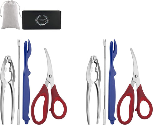 Seafood Tools Set Includes 2 Crab Crackers 2 Seafood Fork 2 Lobster