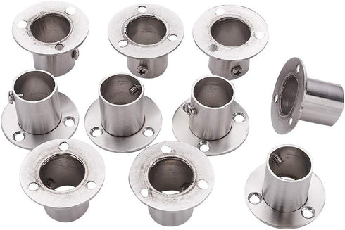 MroMax 304 Stainless Steel Wardrobe Pipe Bracket - 0.87 Inch Dia, Wall Mount Hanging Rail Rod Support Socket