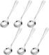 uxcell 6Pcs 5.1 Inch Stainless Steel Soup Spoon Set, Round Dinner Spoons for Bouillon Coffee Soup