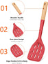 Pack of 2 Silicone Spatula, Non Stick Cooking Utensil Set with Wooden Handle for Baking, Mixing, Grilling, Red