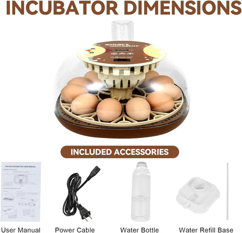 ShellBr8ker 12 Nest I - Egg Incubator for Beginners, Auto Egg Turning, Consistent Humidity with Auto-Refill Water