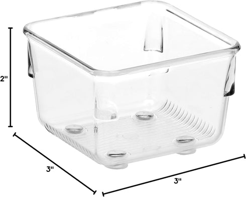 iDesign Linus Plastic Drawer Organizer - Set of 2, 3" x 3" x 2", Clear Storage Container for Vanity & Kitchen