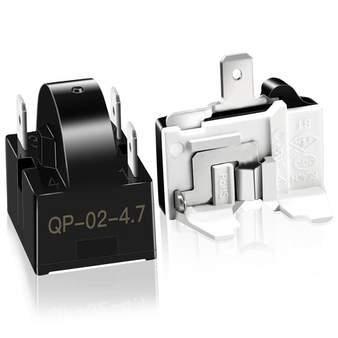 Refrigerator Starter Relay Set, 3 Pin 4.7 Ohm PTC Compressor Starter with Overload Protector Kit for Universal Coolers