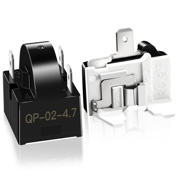 Refrigerator Starter Relay Set, 3 Pin 4.7 Ohm PTC Compressor Starter with Overload Protector Kit for Universal Coolers
