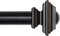 KAMANINA 1 Inch Curtain Rod, 32 to 58 Inches, Black Single Drapery Rods with Square Finials