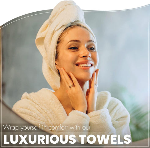 KAHAF COLLECTION 6-Pack 100% 27 inchesx54 inches) Bath Towels - Lightweight - Extra Absorbent - Cotton - Shower towels