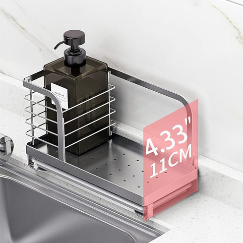 kaileyouxiangongsi Countertop Dish Soap Holder, Kitchen Sink Caddy Organizer,Sponge Holder for Sink, Stainless Steel
