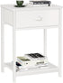 Furologee White Nightstand with Fabric Drawer, Small Side Table for Small Spaces,