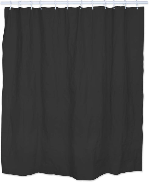 DII Lightweight Shower Curtain Liner, Waterproof with Reinforced Grommet Holes, 70x72, Black