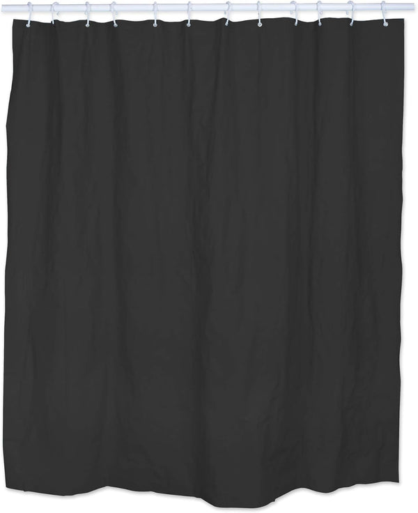 DII Lightweight Shower Curtain Liner, Waterproof with Reinforced Grommet Holes, 70x72, Black