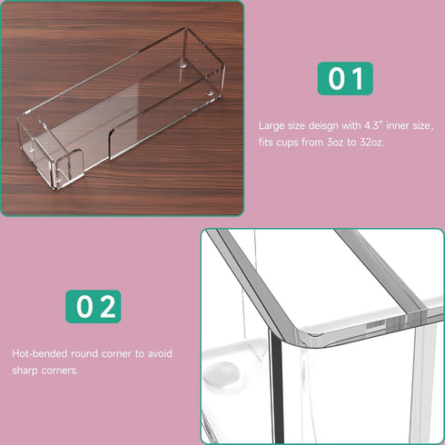Countertop, 14.5 Inches Coffee Bar Accessories and Organizer, Disposable Cup Holder for Clear Acrylic Storage