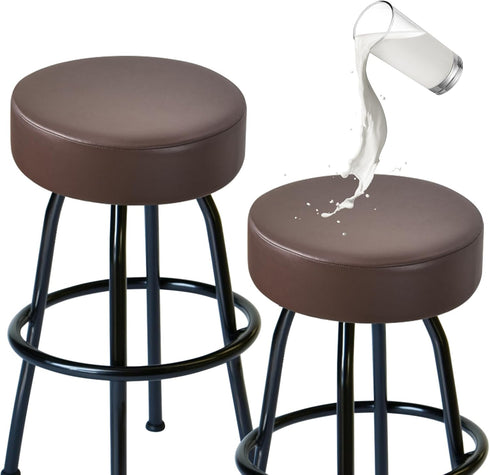 FUANGUI Bar Stool Covers Round Set of 2, Waterproof PU Bar Stool