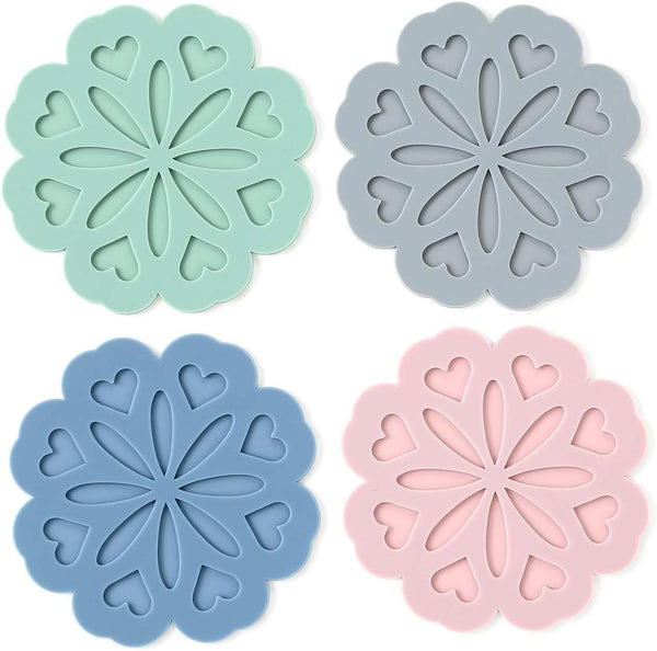 Set of 4 Silicone Trivet Mats - Non-Slip & Heat Resistant Kitchen Pads for Pots & Pans, Assorted Colors