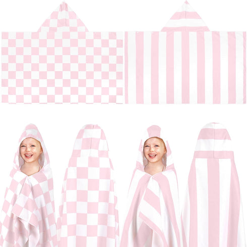 Mindsoft 2 Pcs Kids Hooded Bath Towel 50" x 30" Soft Pink Hooded