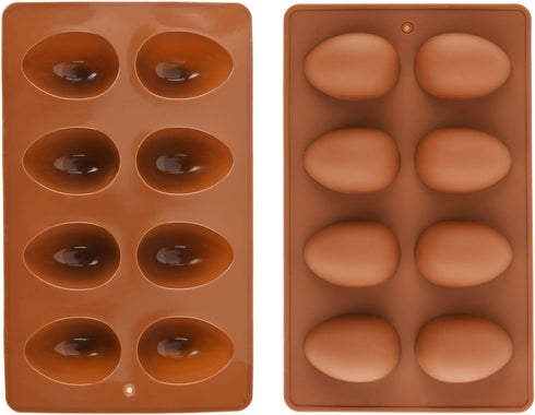 8 Cavity Silicone Egg Pan, Egg Shape Ice Tray, Set of 2 for Cake Decorating, Chocolate, Jello