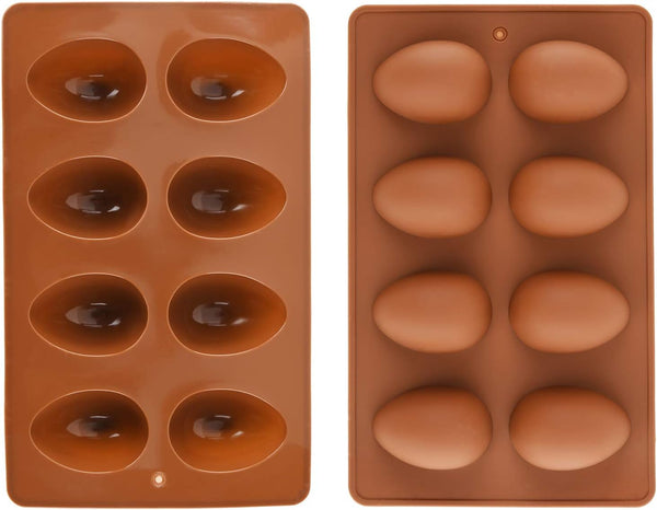 8 Cavity Silicone Egg Pan, Egg Shape Ice Tray, Set of 2 for Cake Decorating, Chocolate, Jello