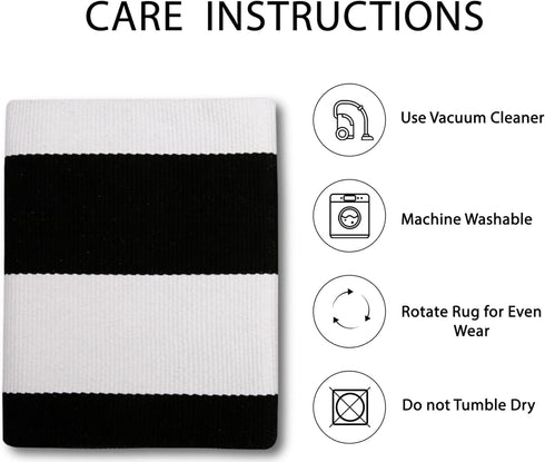 IOHOUZE Black White Striped Rug - 24" x 36" Washable Front Door Mats for Outdoor Indoor, Farmhouse/Entryway Decor