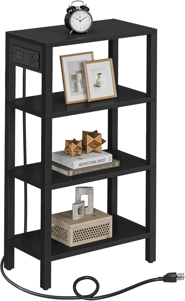 TUTOTAK Narrow Side Table with Charging Station,Small End Table with USB Ports