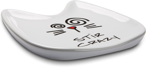 Pavilion Gift Company Blobby Cat Spoon Rest, "Stir Crazy", 5", White