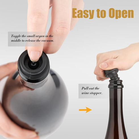 4 OWO Wine Vacuum Pump and Stopper, Wine Save & Preserver, Reusable Air Remover Pump, Keeps Fresh (Stainless Steel)