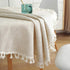 60 Inch, meioro Linen Round Tablecloth, Fabric Circle Table Cloth with Tassels, Washable Wrinkle Free Table Cover Boho