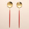 Salad Servers Set, 11.41 Inch Spoon and Fork, 18/10 Stainless Steel with Titanium Plating (Red Gold)