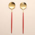 Salad Servers Set, 11.41 Inch Spoon and Fork, 18/10 Stainless Steel with Titanium Plating (Red Gold)