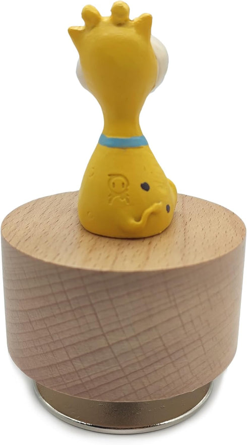 falado Mini Wooden Animal Rotary Music Box with Cute Giraffe Ornament (It's a Small World.)