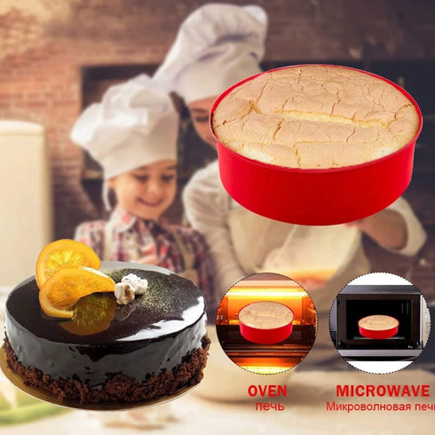 Round Cake Pans Silicone Molds for Baking - Red, Set of 3, Nonstick & Quick Release Baking Pans (4 Inch, 6 Inch, 8 Inch)