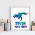 CHIEN-CHI LILI Wash Your Hands Dinosaur Bathroom Art Prints Set of 4 (8”X10”), Motivational Quote Decor for Kids
