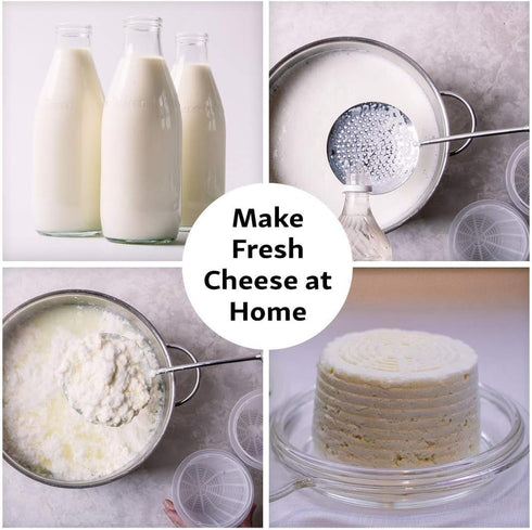 Country Trading Co. Cheesemaking Molds Set of 5, Ricotta Cheese Draining Baskets for Home Cheese Making