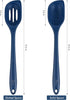 HOTEC Heat Resistant Silicone Cooking Spoon Spatula, Large Kitchen Solid and Slotted Spoons for Mixing, Serving, Scraping, Non-stick, Dishwasher Safe Classic Blue 12.5inch