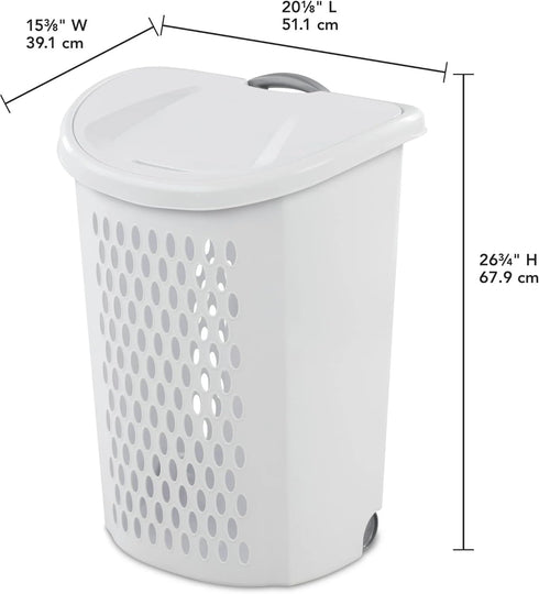 Generic White Wheeled Plastic Laundry Hamper Adult-Sized Rolling Basket With Handles For Home & Dorms