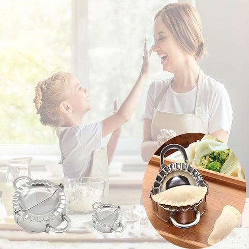 AUAM Stainless Steel Dumpling Ravioli Maker Press, 2 Pack Pierogi Mold for Pastry Pie Making