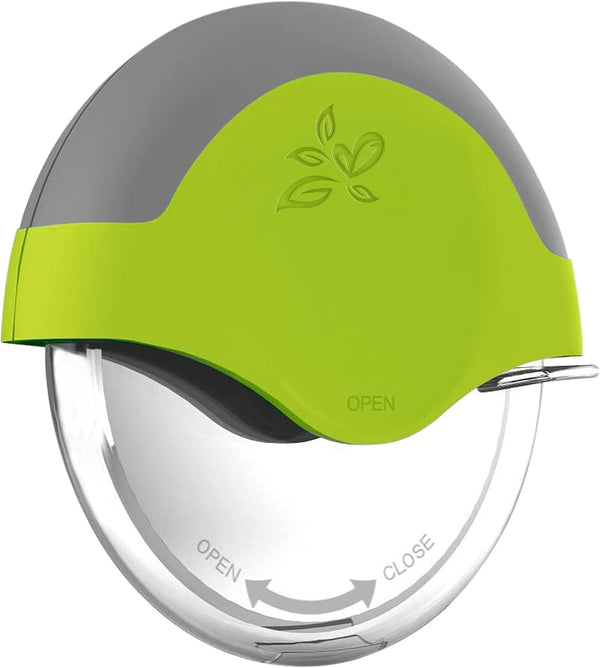 Green Pizza Cutter Wheel with Protective Blade Cover, Super Sharp Ergonomic Rubberized Grip, Stainless Steel