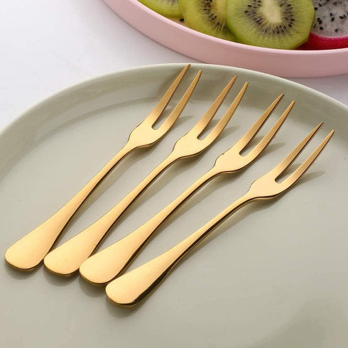 Comicfs 20-Piece Stainless Steel Forks: 5.3 Inches Seafood Crab Forks, Escargot Forks for Party Travel (Gold)
