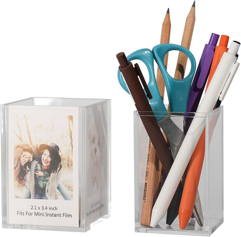 Polaroid Frame for Photos, 2 Pack Instax Mini 4-Side Desk Photo Frame Holder for Fujifilm Film, Makeup Organizer