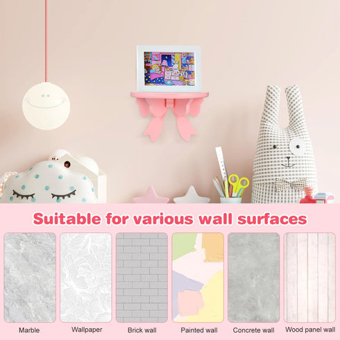 DOITOOL Wooden Floating Shelf Wall Mounted, Nordic Style Butterfly Semicircle Storage Shelf for Wall, Decoration